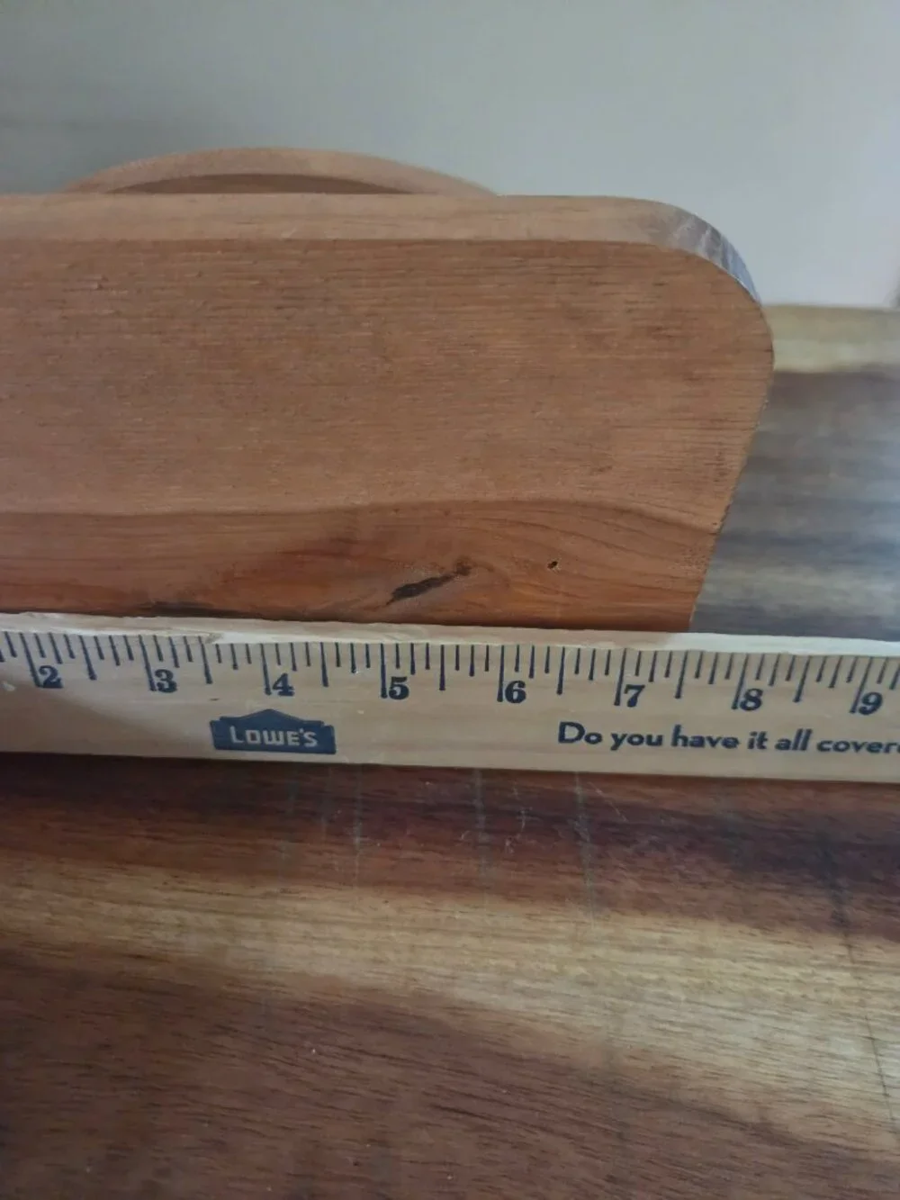 small wooden shelf with saw two hangers have two tiers great for nik nacs